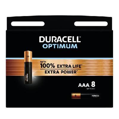 Алкална батерия duracell optimum mx2400 lr03 aaa /8 бр. в блистер/ 1.5v (dur-ba-lr03-optimum-8pk)
