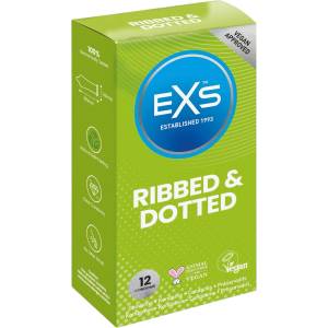 EXS Condoms Ribbed, Dotted and Flared - оребрени, точкувани и разширени презервативи (12 бр. ) - lovesexshop