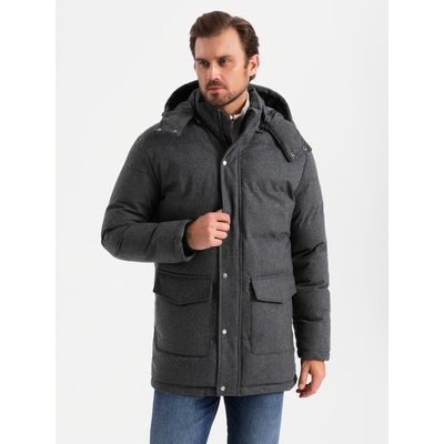 Ombre Clothing Мъжко дълго топло яке тип "парка" с вълна Ombre Облекло Ombre Clothing | Cheren | МЪЖЕ | S