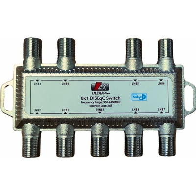 AX DiSEqC prepínač 8x1, 8 LNB, podpora 1.2, 4K kompatibilný