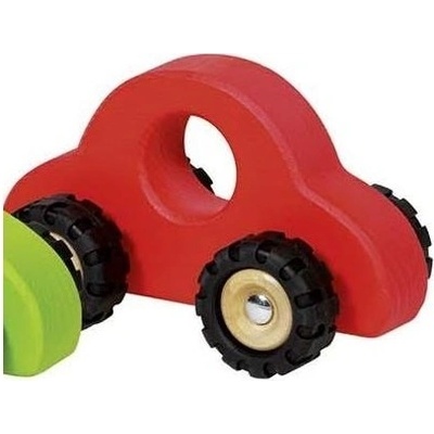 Goki Dřevěné auto s gumovými koly červená
