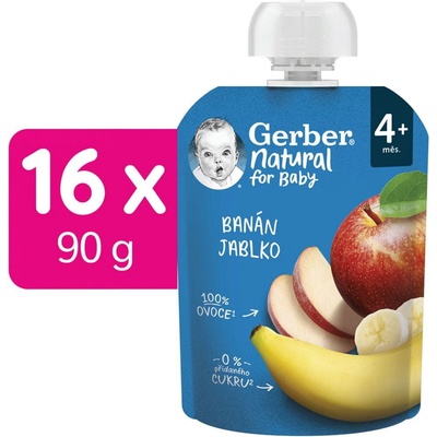 Gerber Natural kapsička banán a jablko 16 x 90 g
