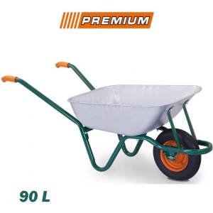 PREMIUM Количка строителна ръчна, работна, галванизирана, Premium, 90л, 100 кг товароносимост (UNI-04281)