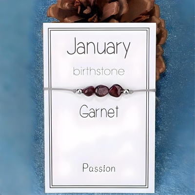 HARAHU Гривна с камък за месеца на раждане - Януари / Гранат kp38770 (38770)