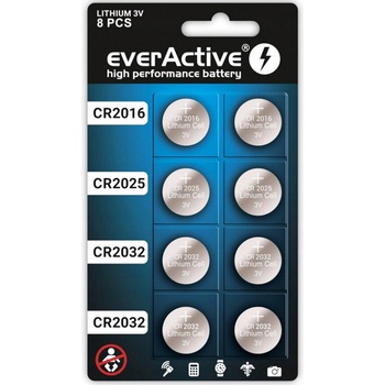 everActive CR2016/CR2025/CR2032 8ks CRMIX8BL