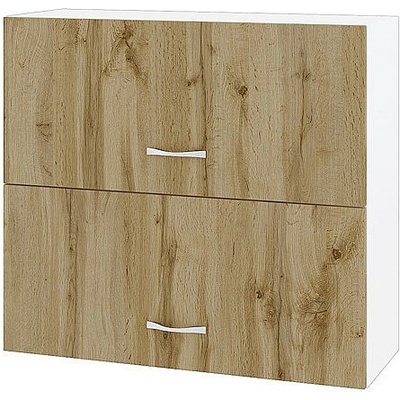 ИРИМ Горен шкаф с две хоризонтални врати Сити БДД-12 бяло гладко / дъб дакота 80 см