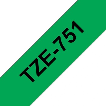 Image 1 of Brother TZE-751 етикетна лента Черен на зелен фон (LABEL 24MM BLACK N GREEN)