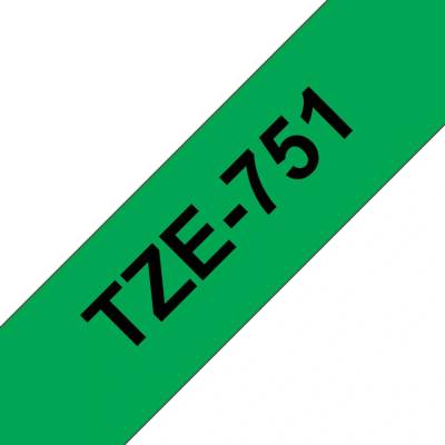 Brother TZE-751 етикетна лента Черен на зелен фон (LABEL 24MM BLACK N GREEN)
