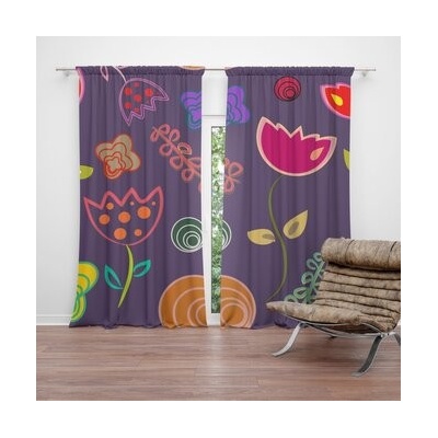 Sablio Závěsy Nakreslené květiny: 2 ks - 140x250 cm - Sablio