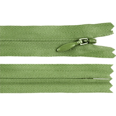 Spirálový zip skrytý YKK No 4 délka 60 cm, střední, 211 zelená šalvěj tmavá