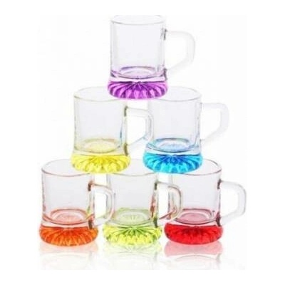 Kinekus Pohár štamprlík s uškom farebný spodok 6 x 30 ml