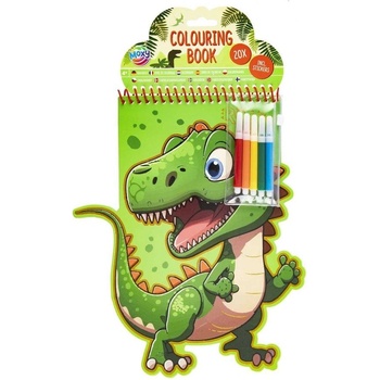 Moxy Книжка за оцветяване, с форма на динозавър, с 5 флумаст (5525100197)