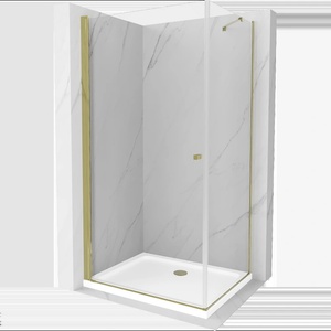 Mexen Pretoria отваряща се душ кабина 70 x 80 см, прозрачна, златна + плосък (852-070-080-50-00-4010)