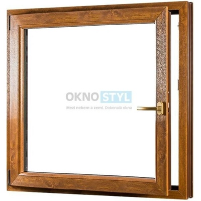 OKNOSTYL.cz jednokřídlé plastové okno otvíravo-sklopné levé REHAU 11000 x 12000 mm Bílá / Zlatý dub