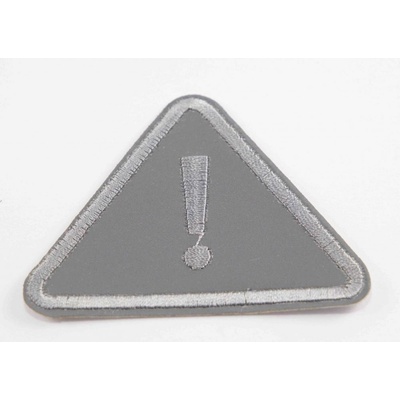 Nažehľovacia záplata - výkričník - rozmer 5,5 cm x 7 cm - reflexný