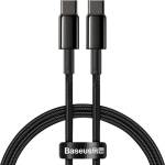 Baseus - Кабел за данни Tungsten Gold (CATWJ-01) - Type-C към Type-C, Бързо зареждане, 100W, 1 м - Черен