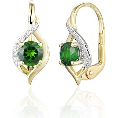 Gems, Originální náušnice Flamessa, kombinované zlato s brilianty a chromdiopsidy, 585-38-3-4525.2ZB0.0.00.HSI.623.08