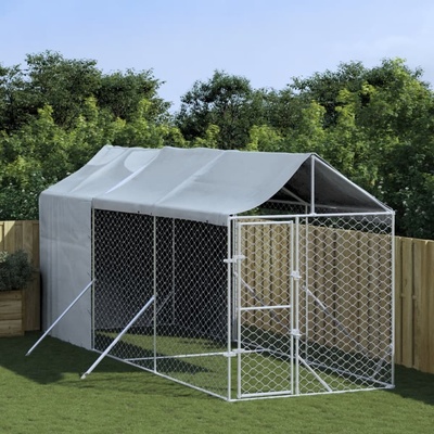 vidaXL Venkovní psí kotec se střechou stříbrný 200 x 600 x 250 cm