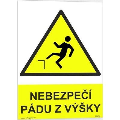 Traiva s.r.o Nebezpečí pádu z výšky Verze: Plast 148 x 210 mm (A5) tl. 0.5 mm - Kód: 08031
