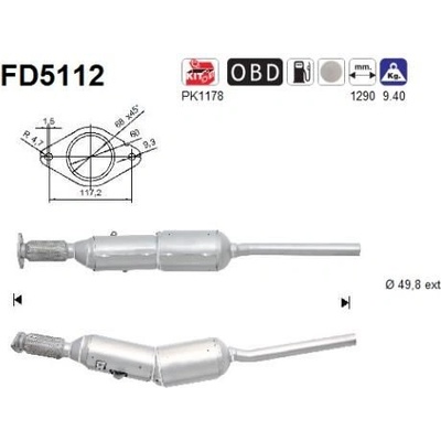 Filtr sazových částic, výfukový systém AS FD5112