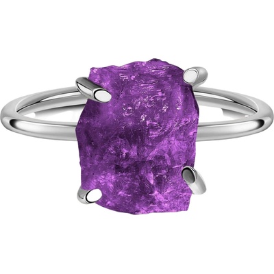 Silenti Jewelry Сребърен пръстен "Аметист" - 7 - 54.5мм (17.2мм диам. )