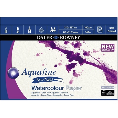 Daler-Rowney Aquafine Texture Watercolour Paper Aquafine Скицник 12 A4 300 g (403660400)