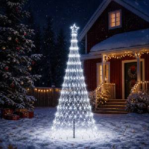 vidaXL LED Коледна Елха 250 см 290 LED светодиода Студено бяло Желязо (42053598)