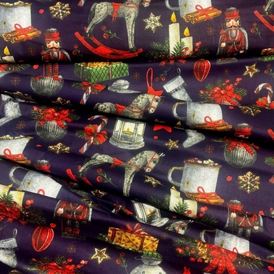 Vánoční bavlněná látka, metráž, šíře 160 cm, Vánoční Stráž-34