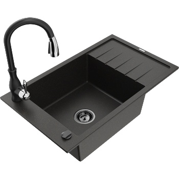 Mexen Elias градинен мивка с едно корито с отцедник и кухненски смесител (6511-75-672601-70-B)