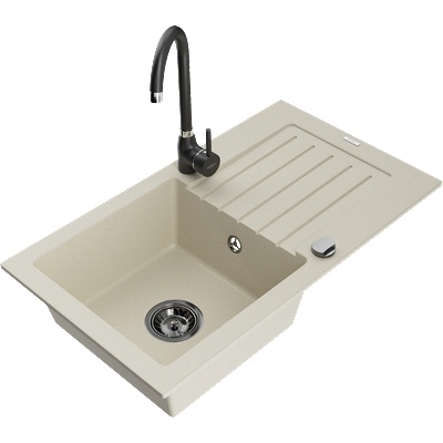 Mexen Pablo гранитна мивка с 1 отделение с отцедник и кухненски смесител (6510-69-670200-70)