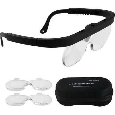 TFY NO.11537DC Dobíjecí náhlavní lupa s ochrannými zvětšovacími skly a LED světlem 1,5x 2,5x 3,5x 5x
