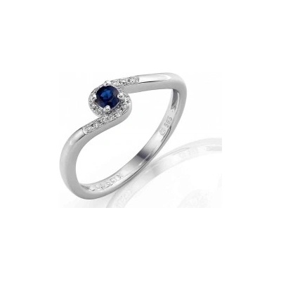 Klenoty Budín prsten s diamantem bílé zlato briliant safír 3861126