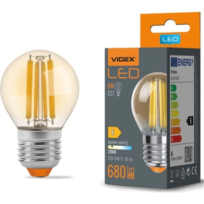 VIDEX LED žárovka filament AMBER E27 6W G45 teplá bílá