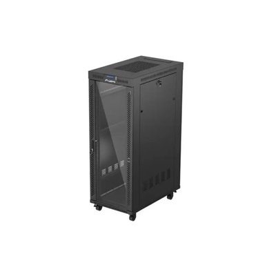 Lanberg Шкаф Lanberg 19" свободно стоящ 32U/600X1000 (ПЛОСЪК) със стъклена врата LCD черен (FF01-6032-12BL)