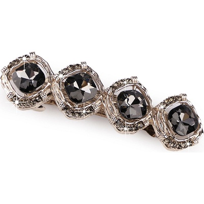 Stoklasa Francouzská spona do vlasů s broušenými kamínky black diamond