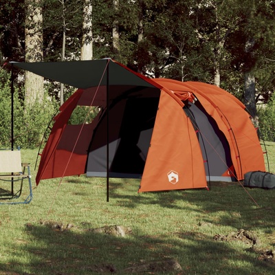 vidaXL Къмпинг палатка тунелна за 4 човека сиво-оранжево водоустойчива (94399)