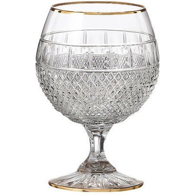 Bohemia Crystal ručně broušené sklenice na brandy Felicie Line Gold 2 x 220 ml
