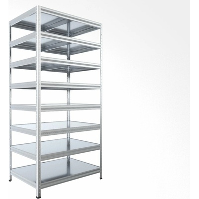 Biedrax Regál do technickej miestnosti 45 x 75 x 270 cm, pozink, 8 políc plechových, 150 kg na policu