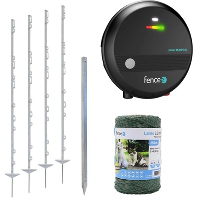 fencee Sada pro elektrický ohradník pro velké psy, koně a poníky, skot - DUO zdroj - lanko 250 m
