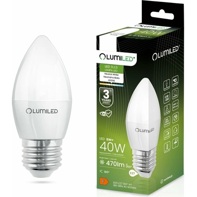 Lumiled LED žiarovka E27 B35 5W = 40W 470lm 4000lm Neutrálna 180°