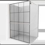 Mexen Kioto+ душ стена с рафт Walk-in 140 x 200 cm, черна решетка, четкан никел - 800-140-121-97-77 (800-140-121-97-77)