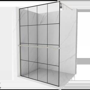 Mexen Kioto+ душ стена с рафт Walk-in 140 x 200 cm, черна решетка, четкан никел - 800-140-121-97-77 (800-140-121-97-77)