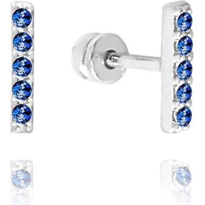Minet JMG0119ASE00 - elegantní zlaté náušnice na šroubek z bílého zlata s tmavě modrými zirkony Au 585/1000 1,00g