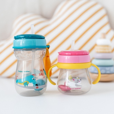 Canpol babies hrnček športový so slamkou a závažím 250ml modrý