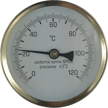 Klum PR3053 Teplomer bimetalový DN 80, 0 - 120 °C, zadný vývod 1/2", jímka 100 mm
