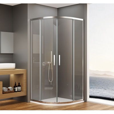 Bruckner, BORG čtvrtkruhová sprchová zástěna 900x900x1950 mm, R550, čiré sklo, 751.090.1 – Sleviste.cz