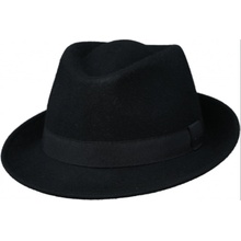 Fiebig since 1903 Klasický černý trilby klobouk vlněný