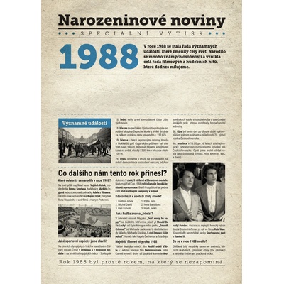 Narozeninové noviny 1988 s vlastním textem a fotografií S textem