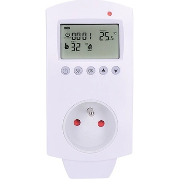 Solight termostaticky spínaná zásuvka, zásuvkový termostat, 230V/16A, režim vykurovania alebo chladenia, rôzne teplotné režimy DT40
