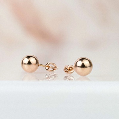 Lillian Vassago zlaté hladké a lesklé guľôčkové náušnice LLV66-GER158M7 ružová